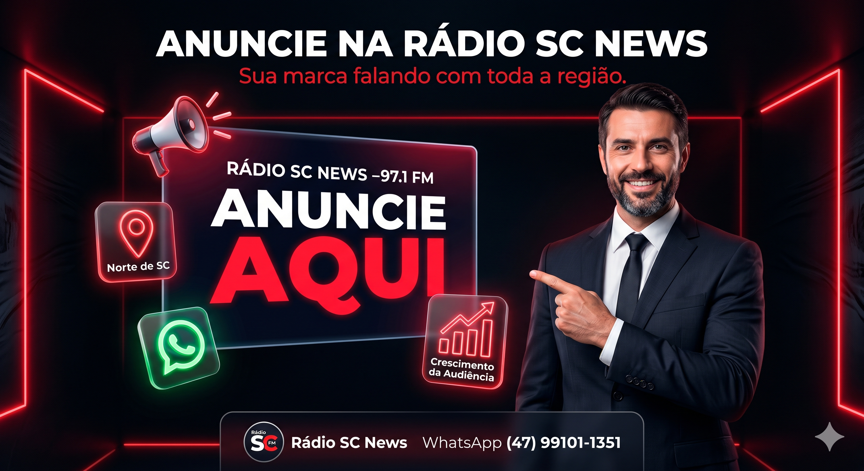 Anuncie na Rádio SC News — WhatsApp (47) 99101-1351